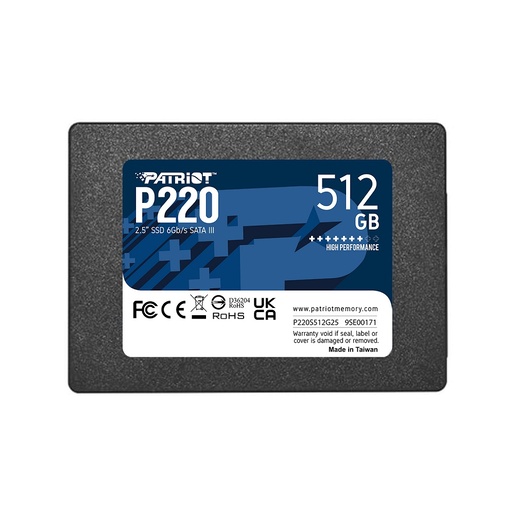 Patriot SSD 512GB 2.5", P220up to R/W: 550/500 MB/s