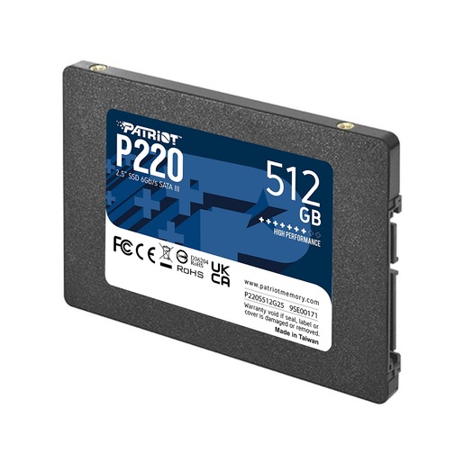 Patriot SSD 512GB 2.5", P220up to R/W: 550/500 MB/s