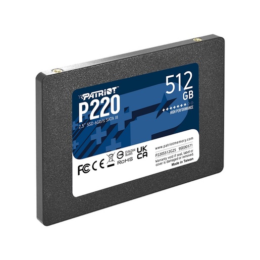 Patriot SSD 512GB 2.5", P220up to R/W: 550/500 MB/s