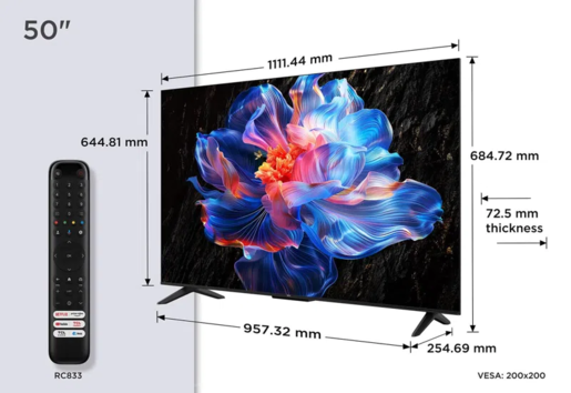 TCL LED televizor 50V6C, AiPQ procesor, 4K HDR, Google OS, HDR10, Smart TV, HVA panel,  Dolby Audio