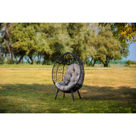 Green Bay fotelja jaje – ratan sa jastukom