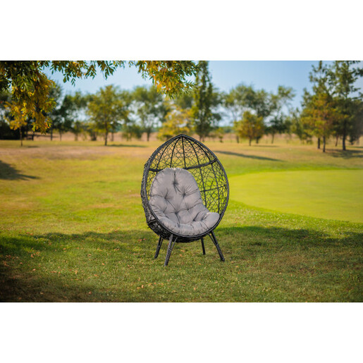 Green Bay fotelja jaje – ratan sa jastukom