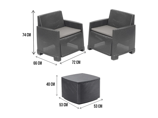 Green Bay vrtni set Idro s jastucima – 2 fotelje + stol