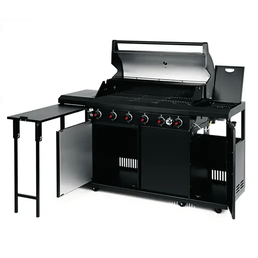 LANDMANN plinski roštilj BBQ 6.1 – 6 plamenika s poklopcem, crni 22169