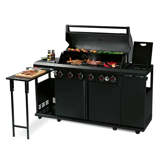 LANDMANN plinski roštilj BBQ 6.1 – 6 plamenika s poklopcem, crni 22169