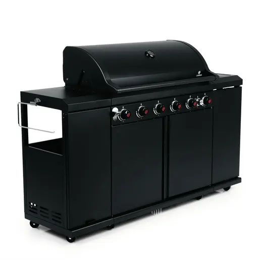 LANDMANN plinski roštilj BBQ 6.1 – 6 plamenika s poklopcem, crni 22169