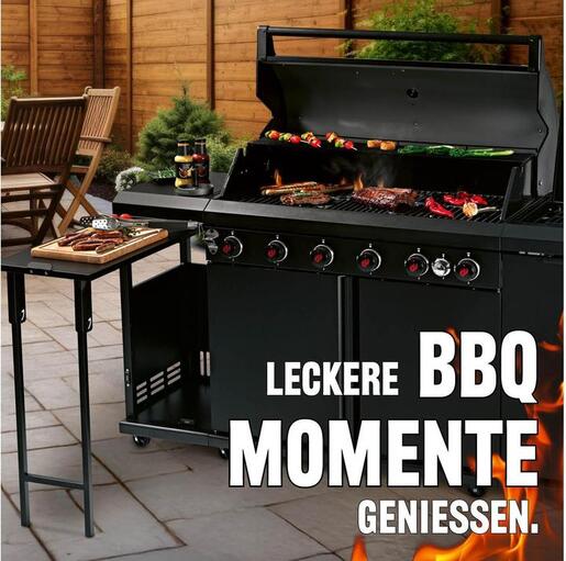 LANDMANN plinski roštilj BBQ 6.1 – 6 plamenika s poklopcem, crni 22169