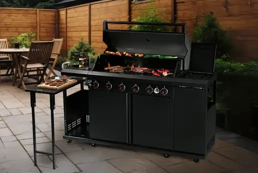 LANDMANN plinski roštilj BBQ 6.1 – 6 plamenika s poklopcem, crni 22169