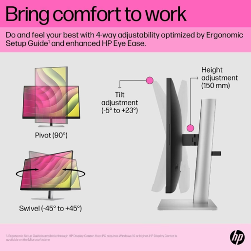 HP monitor E24t G5, 23.8" FHD IPS, 75Hz, 5ms, Touchscreen, Anti-Glare, HDMI, DP, USB Hub, VESA