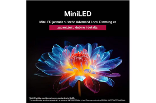 LG QNED televizor 65QNED86A3A, 4K Ultra HD, Smart TV, WebOS 25 (Re:New Program), α8 AI Processor Gen2, 120Hz VRR, LG ThinQ, Magični daljinski, Crni