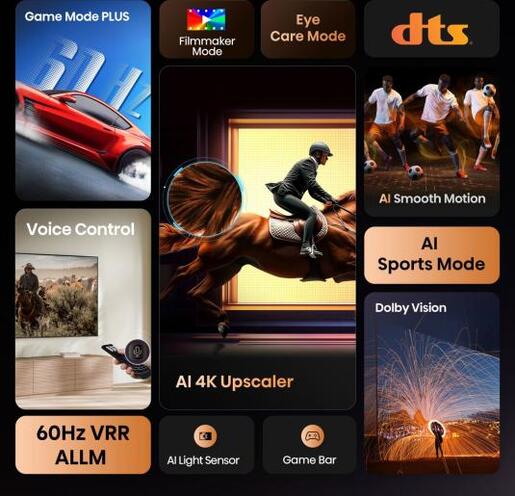 Hisense LED televizor 43A6Q, 4K Ultra HD, Smart TV, VIDAA Smart OS, AI Smooth Motion, Game Mode PLUS, Dolby Vision, HDR10+, Crni