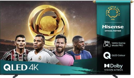 Hisense QLED televizor 100E7Q PRO, 4K Ultra HD, Smart TV, VIDAA U8.5, Dolby Vision IQ™ HDR10+, Game Mode Pro 144 Hz VRR, Tamno Sivi