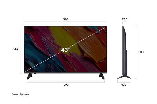 LG QNED televizor 43QNED70A6A, 4K Ultra HD, Smart TV, webOS 25, α7 AI Processor 4K Gen8, 60Hz, ThinQ AI, Magični daljinski, Crni