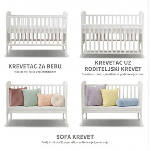 Kalei drveni dječji krevetić Dream 3u1
