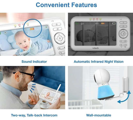 Vtech VM5254 5" Video Baby Monitor sa noćnim vidom i adaptivnim noćnim svjetlom