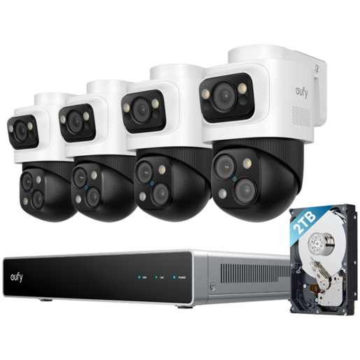 Anker, eufy NVR Security System S4 Max White 2TB, 4k Triple-Lens PTZ Camera