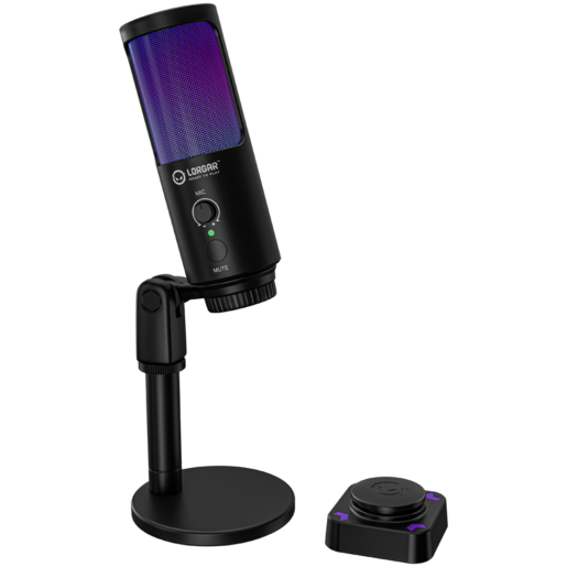 LORGAR SMP40 Gaming mikrofon, RGB Microphone with external mute button and metal stand, Black