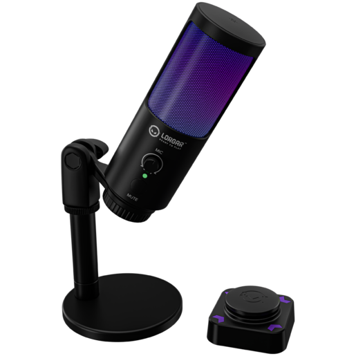 LORGAR SMP40 Gaming mikrofon, RGB Microphone with external mute button and metal stand, Black