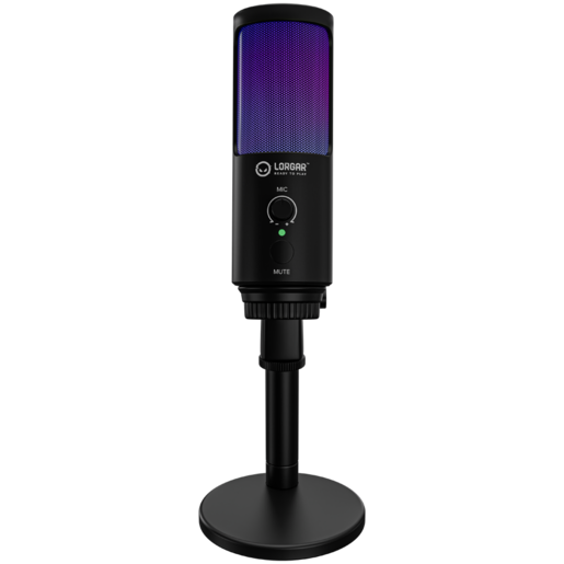 LORGAR SMP40 Gaming mikrofon, RGB Microphone with external mute button and metal stand, Black