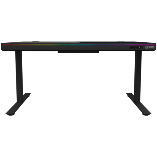 LORGAR LRG-DP80G Gaming stol, Dual-motor sit/stand adjustable-height, wireless charger, RGB lighting, solid tempered glass tabletop, black