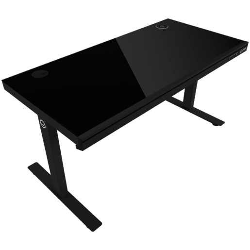 LORGAR LRG-DP80G Gaming stol, Dual-motor sit/stand adjustable-height, wireless charger, RGB lighting, solid tempered glass tabletop, black