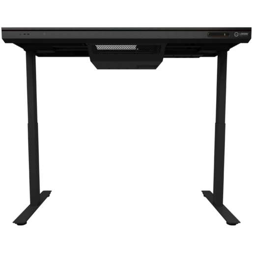 LORGAR LRG-DE90G Gaming stol, Dual-motor sit/stand adjustable-height, wireless charger, RGB lighting, tempered glass tabletop, black.