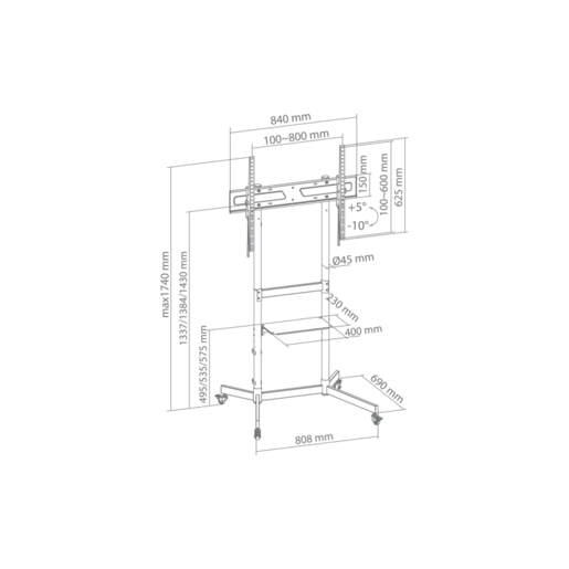 SBOX PODNI MOBILNI STALAK FS-403 (55" - 100", 70kg, 800x600)