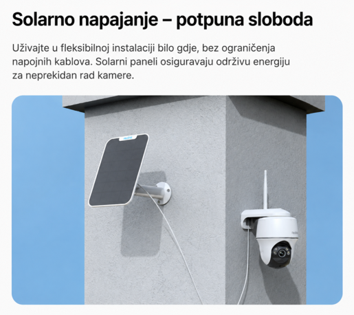 REOLINK IP kamera Argus serija B430 kamera + solarni panel 5MP, Baterijska, Pan, Tilt, noćni vid