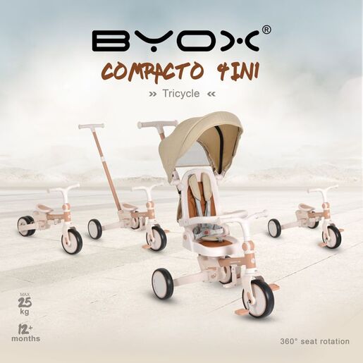 BYOX dječiji tricikl Compacto 4u1 bež