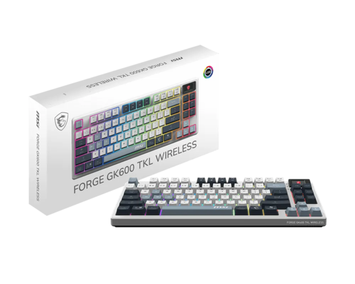 MSI Forge GK600 TKL Bežična Gaming Tastatura Wireless Sky US, mehanička, hot-swap, PBT, LCD zaslon