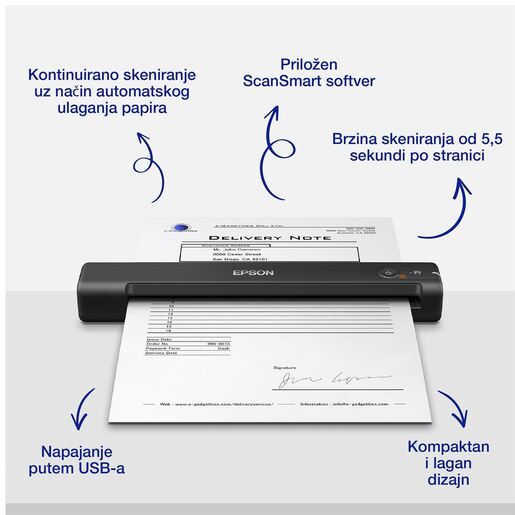 Epson WorkForce ES-50, prijenosni skener, 600 x 600 dpi, A4, USB