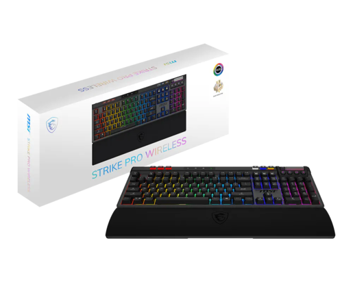 MSI Strike Pro Gaming Tastatura Wireless Silent US Bežična, mehanička, hot-swap, PBT tipke, tri načina povezivanja