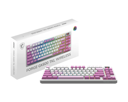 MSI Forge Bežična Mehanička Gaming Tastatura GK600 TKL Wireless Violet US, PBT, LCD zaslon