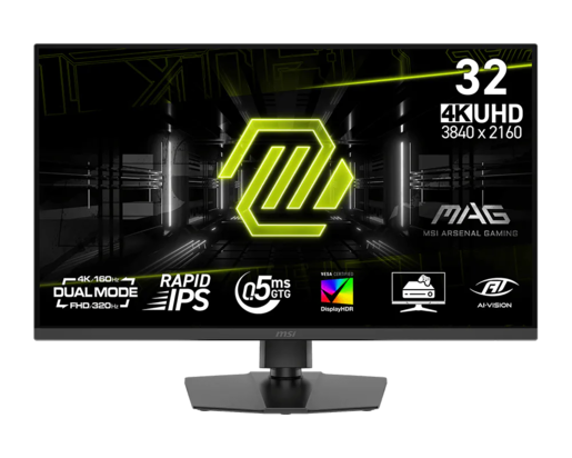 MSI MAG 322URDF E16 gaming monitor, 31.5", 4K UHD, Rapid IPS, Dual Mode, FreeSync Premium, HDMI, DP, 160Hz/320Hz, 0.5ms
