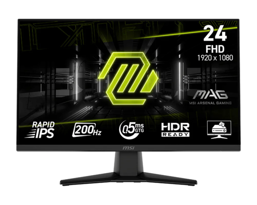 MSI MAG 242F gaming monitor, 23.8", Full HD, Rapid IPS, AMD FreeSync Premium, HDR Ready, HDMI, DP, 200Hz, 0.5ms