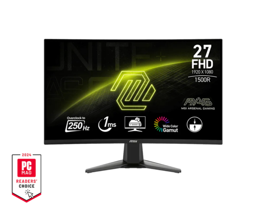 MSI MAG 27C6X gaming monitor, 27", Full HD, VA, Curved, Adaptive-Sync, HDMI, DP, 250Hz, 1ms