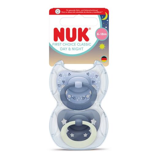 NUK First Choice Classic Dan & Noć duda 2 kom 0-6m, plava