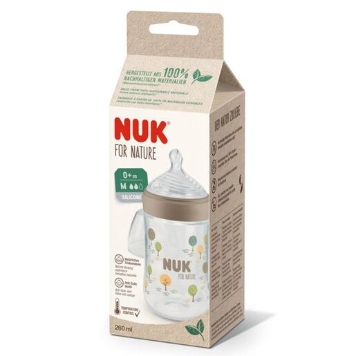 NUK For Nature PP bočica sa indikatorom temperature 260 ml 0m+, bež