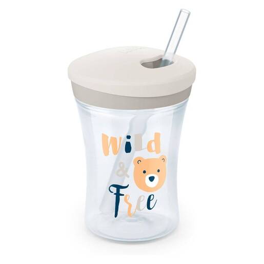 NUK Evolution Action Cup sa slamkom 230 ml 12m+, siva