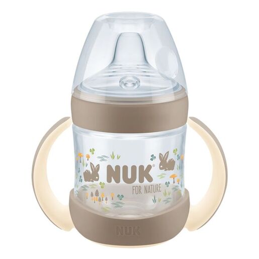 NUK For Nature bočica za samostalno pijenje sa indikatorom temperature 150 ml 6m+, bež