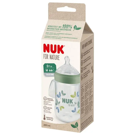 NUK For Nature PP bočica sa indikatorom temperature 260 ml 0m+, zelena