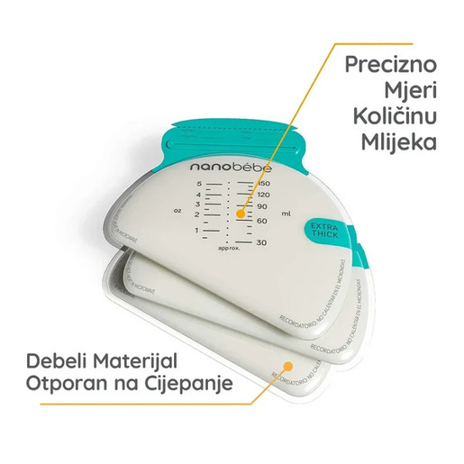 Nanobébé® vrećice za pohranu majčinog mlijeka 270 ml, 25 kom