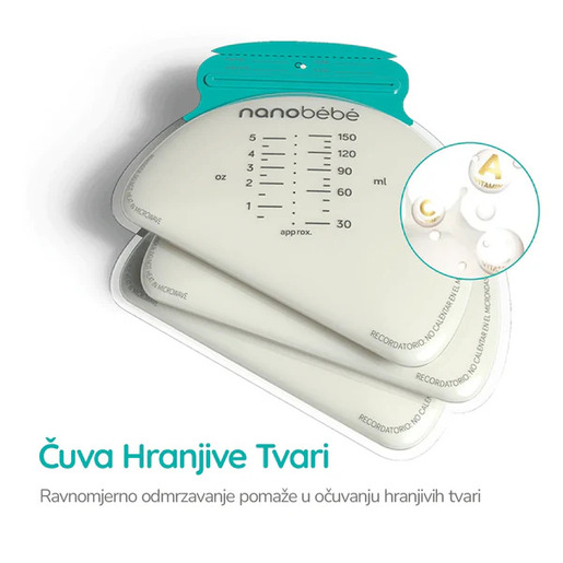 Nanobébé® vrećice za pohranu majčinog mlijeka 270 ml, 25 kom