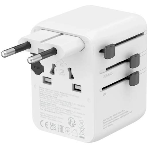 CANYON putni adapter OnTour 70 EU/UK/US/AUS 70W White