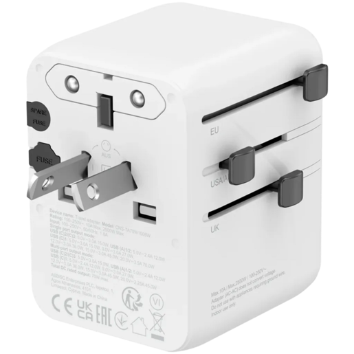 CANYON putni adapter OnTour 70 EU/UK/US/AUS 70W White