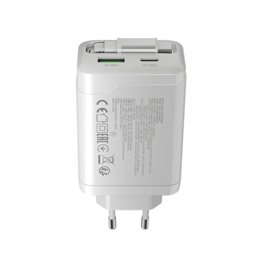 CANYON punjač OnCharge 65RC Build-In Cable USB-C 65W 1xPD 1xQC EU White
