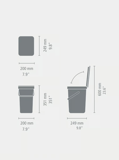 Brabantia Sort & Go kanta za sortiranje otpada 12L, antracit / 109805