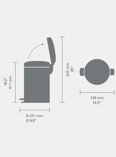 Brabantia Newicon Pedal kanta za smeće 12L, soft grey / 252303