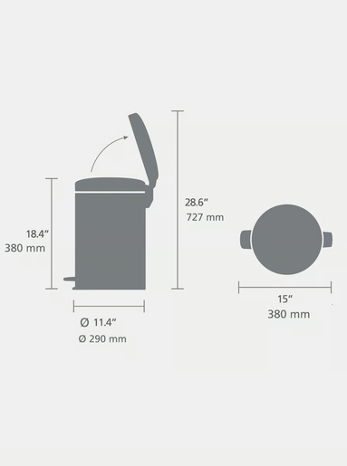 Brabantia Newicon Pedal kanta za smeće 20L, soft grey / 254406