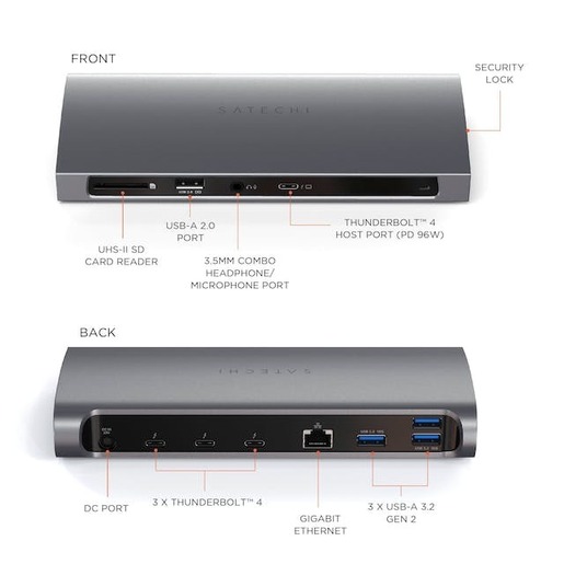 Satechi docking station Aluminium Thunderbolt 4
